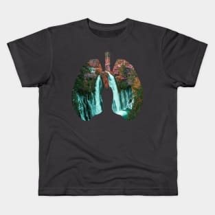 Water fall in Lungs design Kids T-Shirt